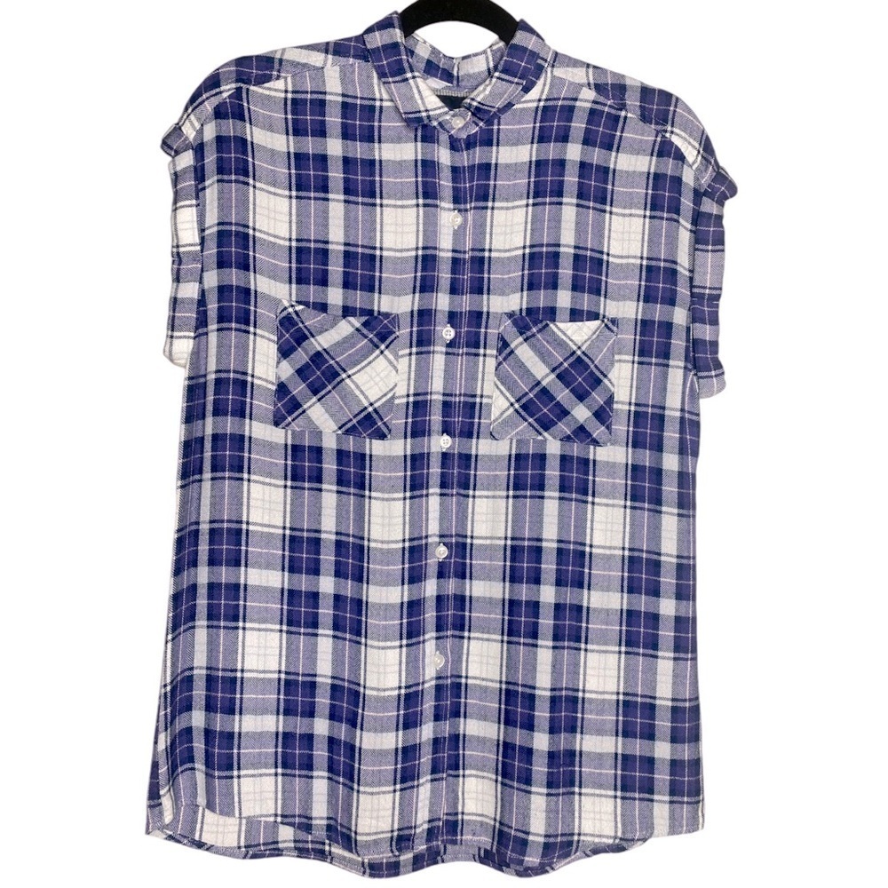 Rails Short Sleeve Britt Plaid Purple Shirt Button Up Sz XS